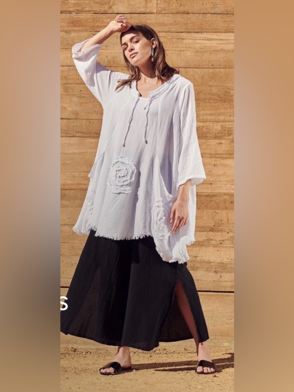 OH My Gauze! Boho Tie-Neck Tunic Top in yellow mustard color.